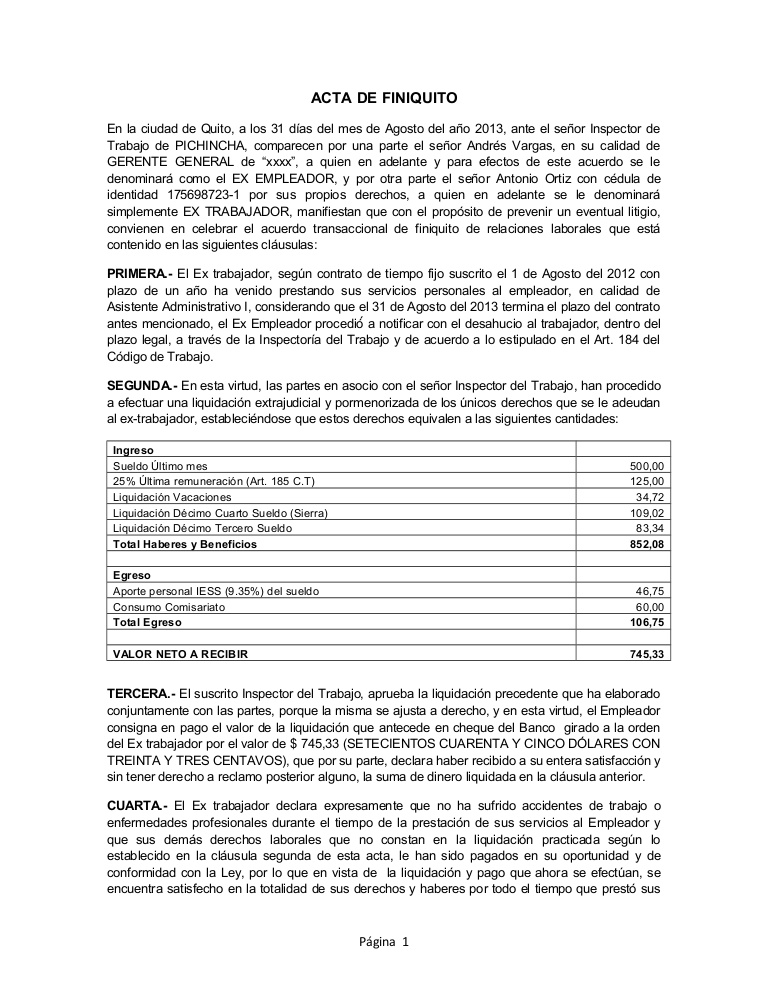actas de finiquito ministerio de trabajo